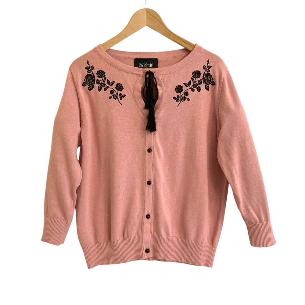 NWT Collectif Charlene Roses
Cardigan Pink US Size 18 UK 22 Pinup Rockabilly